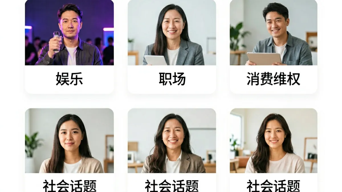 91爆料内容分类页面截图，展示娱乐、职场、消费维权等各板块入口排列样式